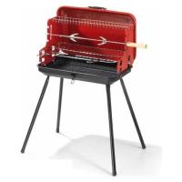Barbecue a Carbone a Valigetta 28x46 Richiudibile in Acciaio con Griglia e Spiedo Ompagrill 40099
