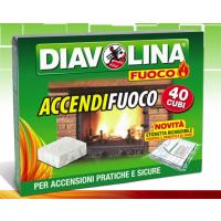 Diavolina Accendi Fuoco 40 Cubi Con Pratica Etichetta Richiudile 