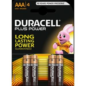 Batteria Duracell Plus Power Alkalina AAA LR03 Mini Stilo Blister da 4 Batterie