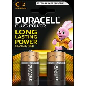 Batteria Duracell Plus Power Alkalina C LR14 Mezza Torcia Blister da 2 Batterie