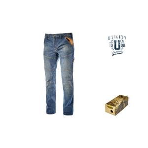 Pantalone Jeans Stone Plus Diadora Utility Art 170752 Dirty Washing Elasticizzato 5 Tasche Con Portametro