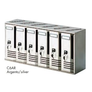 Blocchiera a 6 Cassette Postali Per Interno - Esterno Protetto Colore Argento Alubox