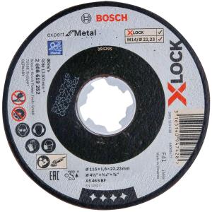 Disco da taglio per metallo Bosch X-LOCK diam.115 mm x 1,6mm x 22,23mm taglio dritto cod. 2608619252