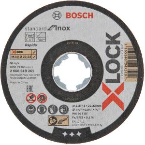 Disco da taglio Inox Bosch X-LOCK conf. 10 pezzi diam.115 mm x 22,23 x 1, cod. 2608619266