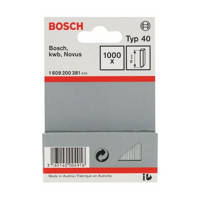 Groppini Tipo 40 16mm Bosch Per Graffatrici Bosch Kwb e Novus art. 1609200381 PZ. 1000