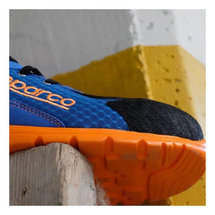 Scarpa Bassa Da Donna Da Lavoro Sparco 07517 Ultra Leggera Mod. Practice S1-P Colore Azzuro/Arancione  Fluo - foto 4