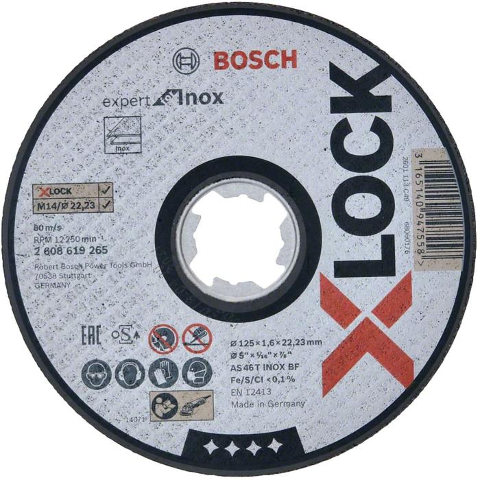 Disco da taglio per Inox X-LOCK Bosch diam.125 mm x 1,6 mm x 22,23 mm taglio dritto cod.2608619265